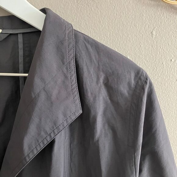 Eileen Fisher Lightweight Longline Button Down Collared Nylon Jacket Gray M - Picture 4 of 7